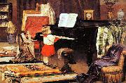 Aurelio de Figueiredo Girl at the piano Spain oil painting artist